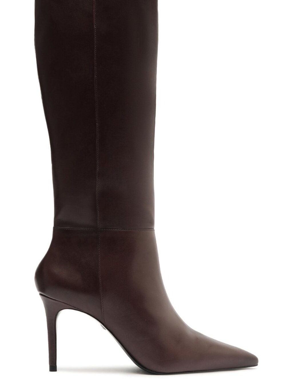 Schutz Mikki Up Boot in Dark Chocolate brown leather knee high heeled boots
